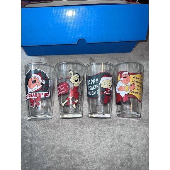 FAMILY GUY 16 oz Drinking Beverage Glasses Peter Lois Stewie Brian Set of 4 - Picture 4 of 12